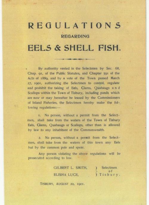 1901 Tisbury Shellfish Regulations